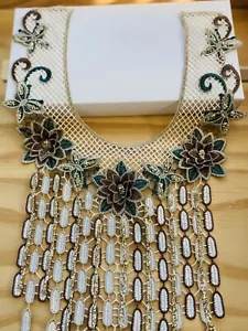 One Piece Floral Embroidered Collar Applique for Sewing/Bridal/Crafts/CL01 - Picture 1 of 13