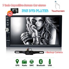 Gps 7" Double 2Din Car Stereo No Dvd Mp3 Player In Dash Bt Radio Mirror Link+Cam
