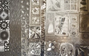 3D Metallic Silber holographisch A4 Kartenblatt x 5 Schuhe und Handtaschen Kartenherstellung - Bild 1 von 3