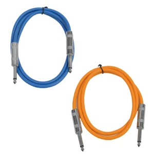 2 Pack of 2 Foot 1/4" TS Patch Cables 2' Extension Cords Jumper - Various Colors - Picture 1 of 29