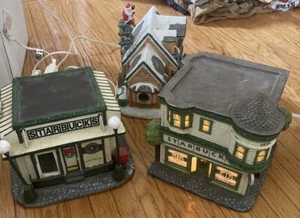 Vtg Starbucks 1998 1999 2001 Lighted Neighborhood Store Christmas House Rare 90s - Picture 1 of 24
