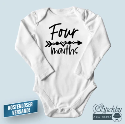 JACKY BABY Babybody Baby Body Geschenk Meilenstein Monatsbody Four months 4 Monate Geburt