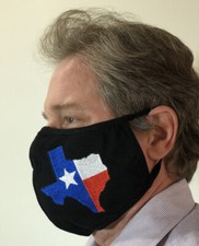3 pack Xl Extra Large Texas Flag Embroidered Black Face Mask Cotton Washable