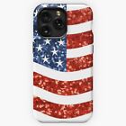 NWT Design glitter print american flag iPhone Samsung Tough Case