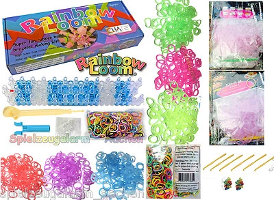 RAINBOW LOOM UND DIVERSE Original Rainbow Loom Starter Set UV Farbwechsel, Rubber Pearl Looms Ringe MIX