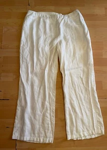 JONES NEW YORK white Linen Pants Size 1X Women Casual Wide Leg Pull On M24 - Picture 1 of 3