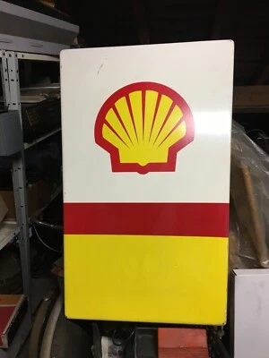panneau émaillé habillage pompe a essence Shell ancienne - Photo 1/2