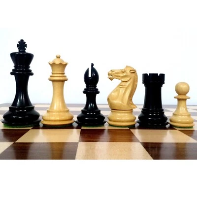 4.1" Pro Staunton Weighted Wooden Chess Pieces Only Set - Ebonised Boxwood   - Image 1 of 4