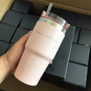 New Starbucks Stanley Sakura Pink Stainless Steel Straw Cup 20oz Tumbler Car Cup