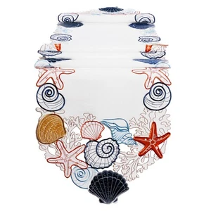Sea Shells Table Runner Handmade Decorative Fabric Table Runner 70"x13" - Picture 1 of 1