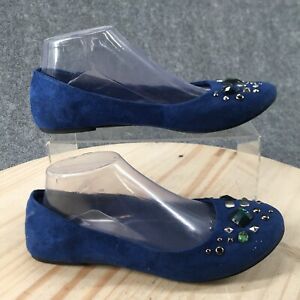 American Eagle Shoes Womens 8.5 Studded Casual Slip On Ballet Flats Blue Fabric