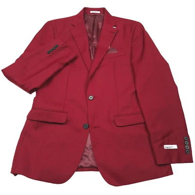$295 Bar III Slim Fit Solid Red Wool Blend Suit Jacket Blazer Mens Size 38L - Image 1 of 4
