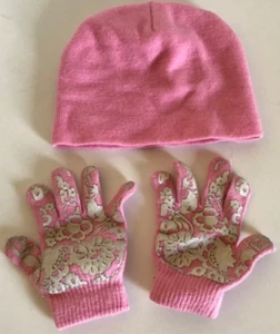 Pink Knit Hat and Matching Gloves S WEAR Flaw Girls Kid - Picture 1 of 5