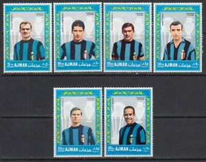 Inter Milan Champions Football Players Soccer 1968 Ajman MNH 6 v perf Full Set - Picture 1 of 1