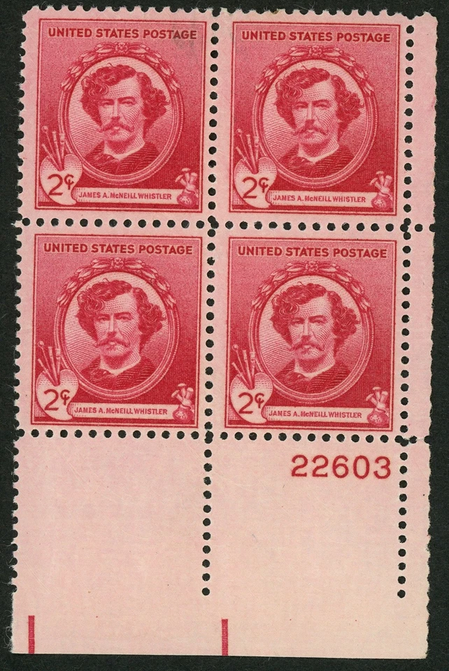 1940 2c US Postage Stamps Scott 885 James McNeill Whistler Block of 4 - Image 1 of 1