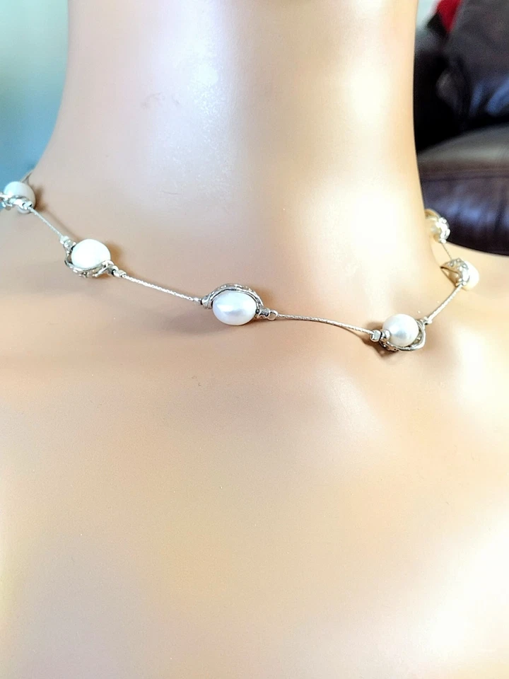 Collar SHABLOOL DIDAE Barroco Perla de Agua Dulce Esterlina 925 18" 16.6g Foto 1 de 4