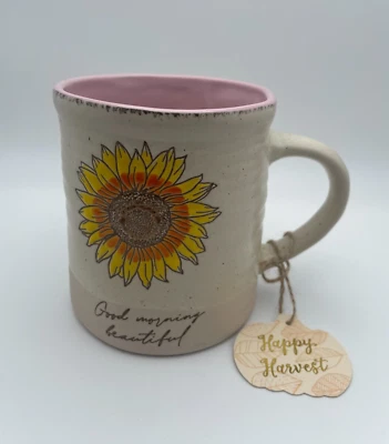 Hermosa taza Good Morning girasol 16 oz Global Design Connections en relieve B75 Foto 1 de 4