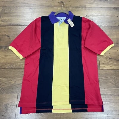 Camisa De Colección American Eagle Hombres Mediana Rugby Polo Rayas Bloque de Color Años 90 Y2K Nueva Con Etiquetas Foto 1 de 4
