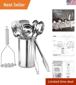 Space-Saving 10-Piece Stainless Steel Cooking Tool Set - Easy to Clean Design - Picture 1 of 9