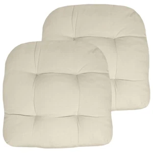 Sweet Home Collection Patio Cushions Tufted Chair Pads 19x19x5 Cream 2 Pack - Picture 1 of 3