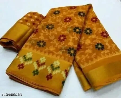 Women's Cotton Blend saree with Separate Blouse Piece - Image 1 of 1