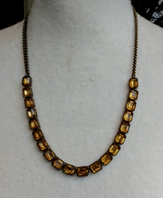 复古 Fossil 青铜黄色水钻项链 17 — 第 1/4 张图片