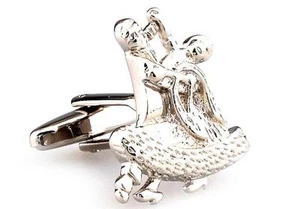 Salsa Dancers Pair Cufflinks Ballroom Dance Fancy Gift Box & Polishing Cloth - Picture 1 of 3