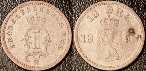 Norvège - Règne suèdois - Oscar II - 10 ore 1898 argent Kongsberg ! KM#350 - Imagen 1 de 1