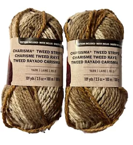 (2) LOOPS & THREADS CHARISMA TWEED STRIPE IN WOODGRAIN BULKY 109 YDS - Picture 1 of 1