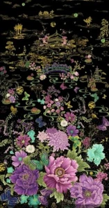 Shizuka•Asian Floral Butterfly Fabric Panel! 24" x 45"•GORGEOUS Panel! FastShip - Picture 1 of 4