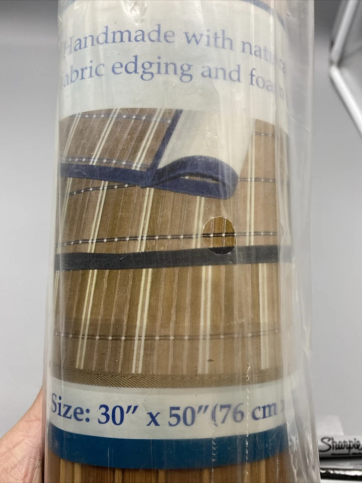 Alfombra de bambú natural hecha a mano con respaldo de espuma de 30" x 50" NUEVA SELLADA Foto 1 de 3