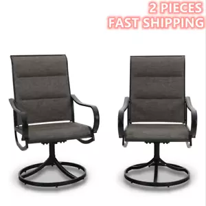 2 Piece Swivel Patio Chairs Outdoor Dining Metal Rocking Chair Garden Furniture - Picture 1 of 11