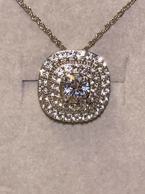 Collar redondo de zafiro blanco creado en laboratorio de plata esterlina para joyeros ZALES (18 pulgadas) Foto 1 de 4