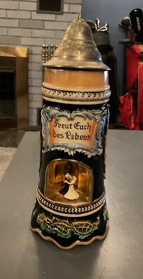 复古 Freut Euch Des Lebens 跳舞音乐啤酒 STEIN 10 英寸高德语 — 第 1/4 张图片