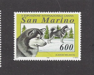 Sello postal retrato cabeza y cuerpo arte perro ALASKAN MALAMUTE San Marino 1994 MNH - Imagen 1 de 1