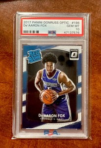 2017 Panini Donruss Optic Blue Velocity De'aaron Fox Rookie #186 PSA 10