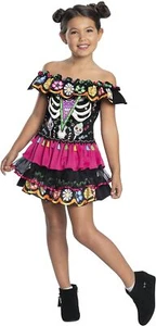 Day of the Dead Skeleton Girl Dia Muertos Fancy Dress Up Halloween Child Costume - Picture 1 of 6