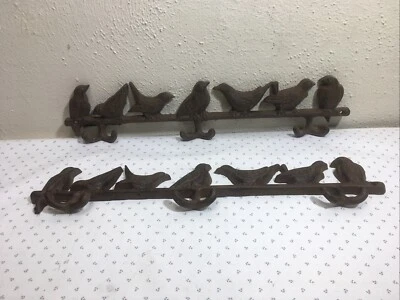 Colgador de llaves para abrigo de pájaro de hierro fundido 2 rama de granja de campo 3 ganchos pared de colección #b6 Foto 1 de 4