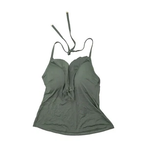 Michael Kors Halter Ruffle Tankini Top Forest Green Size S 7462 - Picture 1 of 2