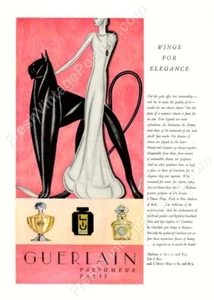 1931 art deco black panther & woman Guerlain perfume vtg art NEW POSTER 18x24 - Picture 1 of 1