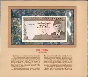 Most Treasured Banknotes Pakistan 1976 5 Rupee P-28a.2.2 UNC prefix M/1 885458 - Picture 1 of 3