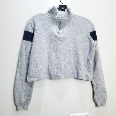 Suéter Corto Brandy Melville Talla Única OS Gris Rayas Centrales Lana Cachemira Y2K Foto 1 de 4