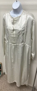 Vintage Delicates XL PolyCotton Floral Embroidered Button Up Maxi Nightgown - Picture 1 of 9