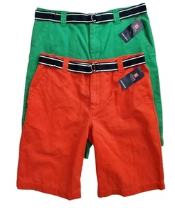 NEW Chaps Bermuda Short Youth Boys Size 18 Belted  Green - Red $36 - Picture 1 of 14