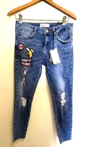 Mango Damen Distressed bestickt Skinny Cropped Jeans Größe 6 Neu mit Etikett!! - Bild 1 von 9