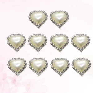 10 PCS Jewelry Findings Flatback Beads Crystal Heart Charms Heart Pendants - Picture 1 of 11