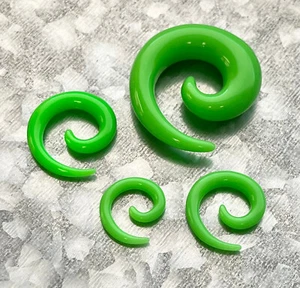 PAIR Neon / Transparent / Solid Color Spiral Tapers Expander Plug Earlet Gauges - Picture 1 of 11