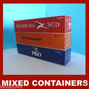 Hamburg-Süd,Hapag,P&O"" Schienengüterverkehr,Frachtmodellkartensets 40 Fuß x 3 HO Maßstab - Bild 1 von 10