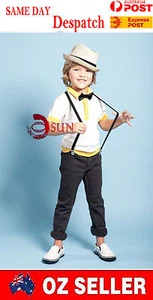 Kids Boys Girl Black Skinny15mm Width Elastic Suspenders Braces 1 to 8 years old - Picture 1 of 6