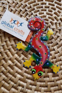 Tambor de acero reciclado pintado gecko imán comercio justo Haití hecho a mano africano A - Imagen 1 de 1
